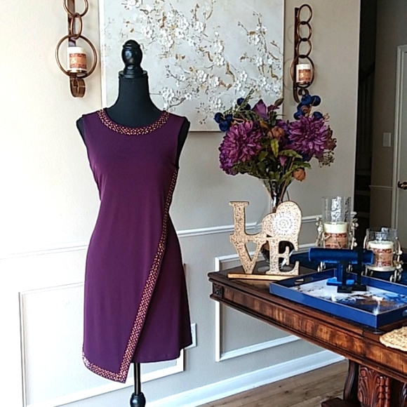 Calvin Klein Purple Aubergine Embellished Cocktail Dress. Size 4 - Picture 4 of 17